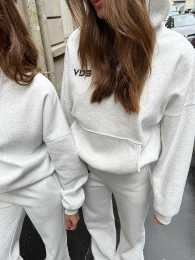 VDB hoodie - hvid/grå meleret
